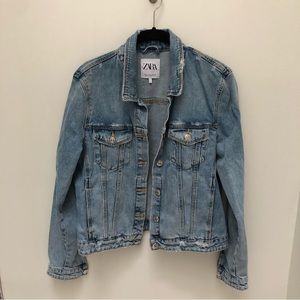 Zara Distressed Denim Jacket (size large)